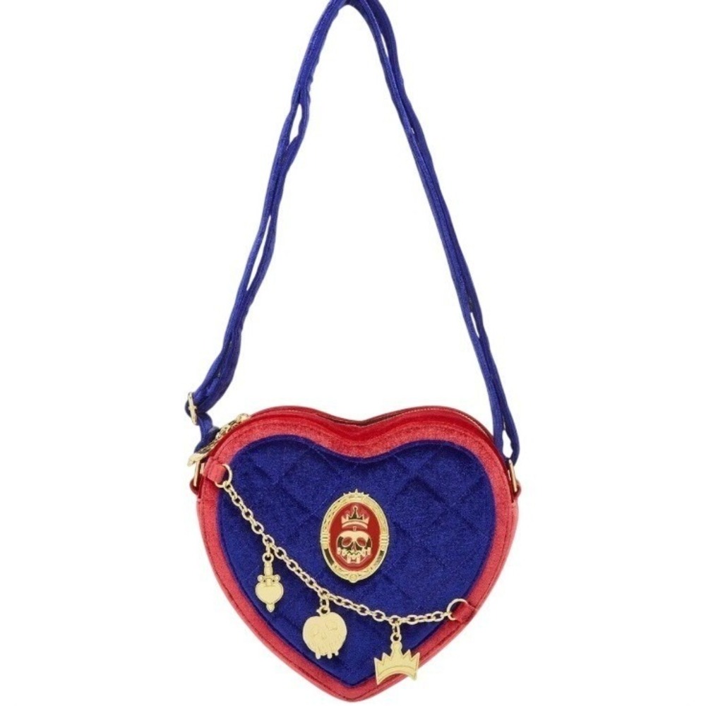 Loungefly Disney Snow White Evil Queen Velvet Heart Crossbody Bag Blue Red NEW